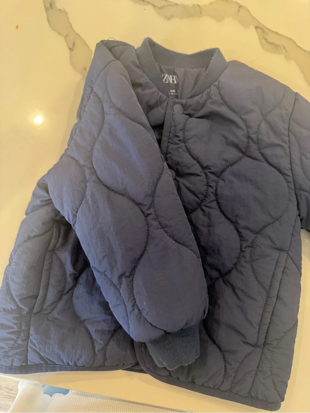 Zara Navy Quilted Puffer Jacket